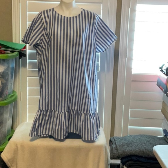 SHEIN Blue and White Striped Midi Dress - Picture 1 of 8